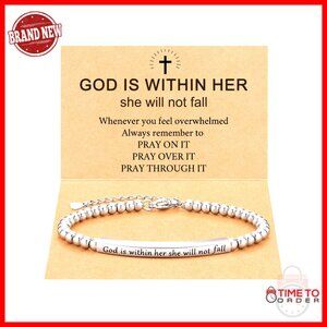 Inspirational Bible Verse Charm Bracelet Adjustable Stainless Steel